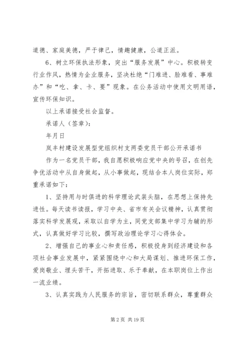岚头镇建设发展型党组织各支部党员干部公开承诺书.docx