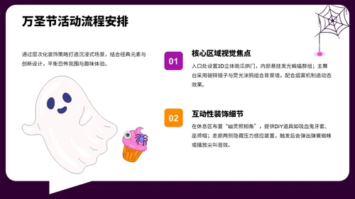紫色插画风万圣节主题派对策划PPT模板