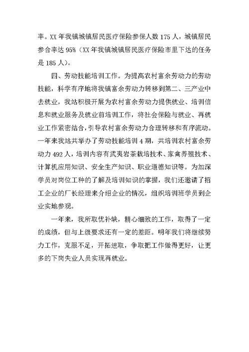 乡镇社会劳动保障所工作总结