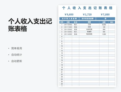 个人收入支出记账表格