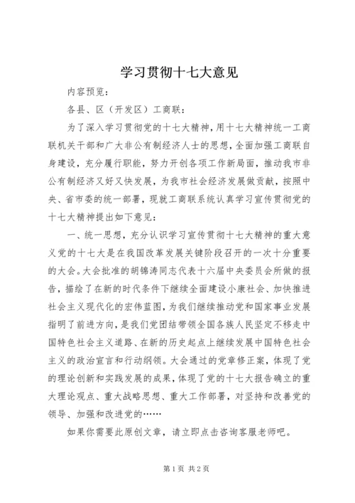 学习贯彻十七大意见.docx