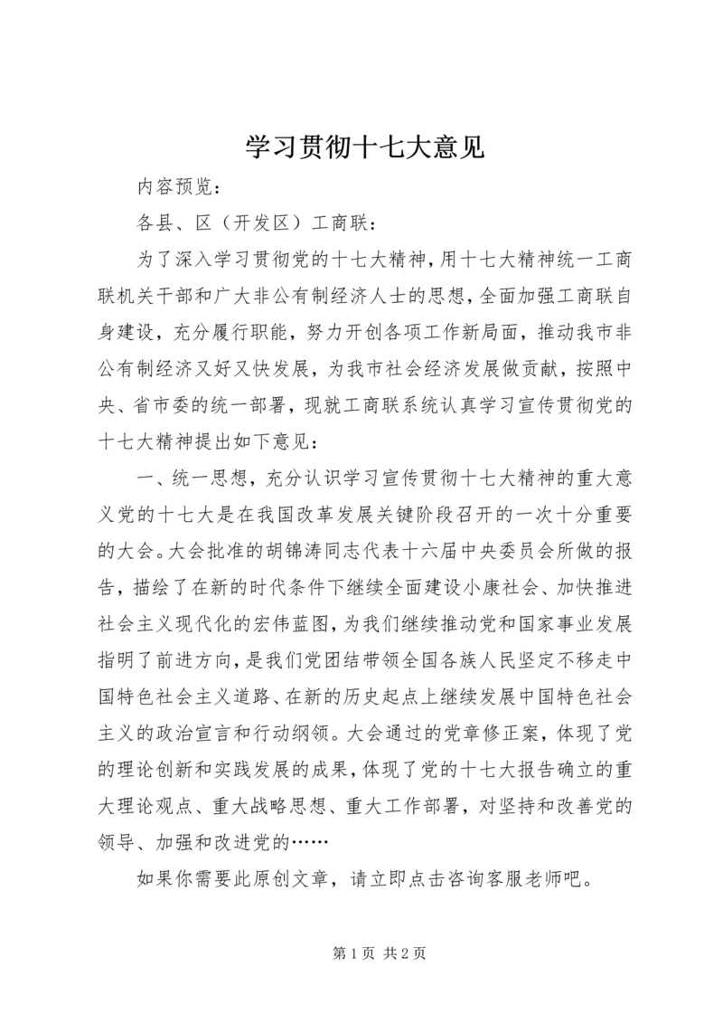 学习贯彻十七大意见.docx