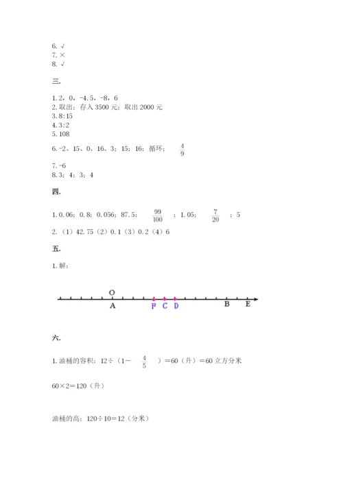 小学数学六年级下册竞赛试题及答案（精品）.docx