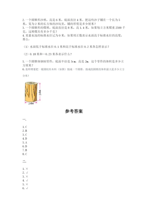 河南省平顶山市六年级下册数学期末考试试卷含答案（基础题）.docx