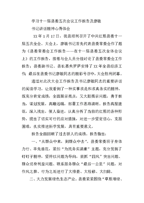 学习县委全会精神心得体会