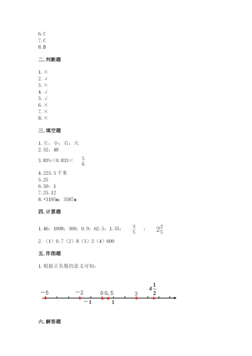 小学六年级下册数学期末卷及参考答案（考试直接用）.docx