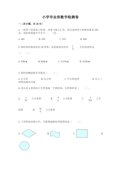 小学毕业班数学检测卷精品（满分必刷）.docx