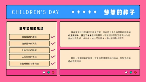 粉色几何动态插画儿童节教育PPT模板