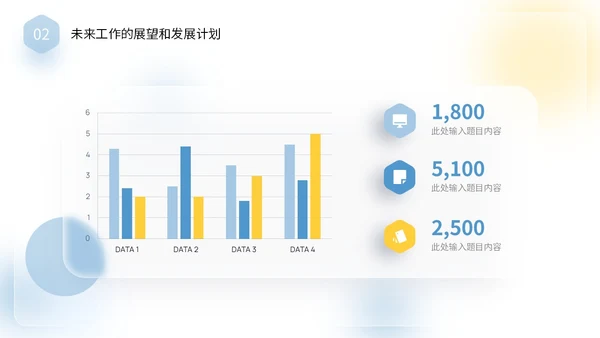 毛玻璃风清新蓝黄色个人述职报告年终工作总结PPT