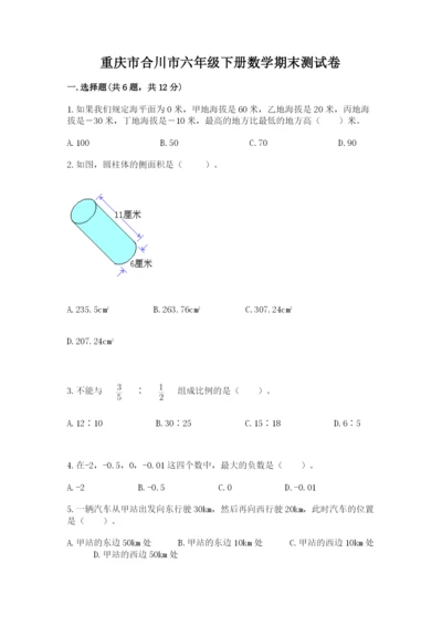 重庆市合川市六年级下册数学期末测试卷及答案参考.docx