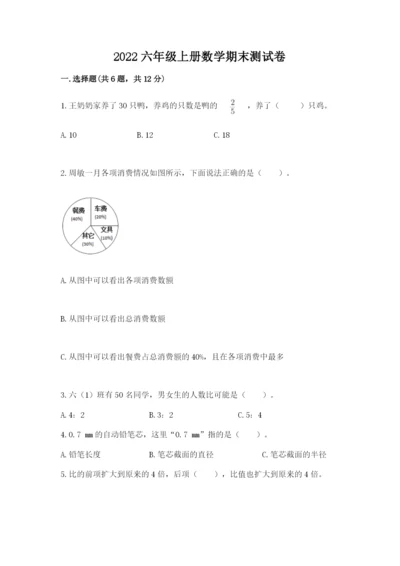 2022六年级上册数学期末测试卷含完整答案（全国通用）.docx