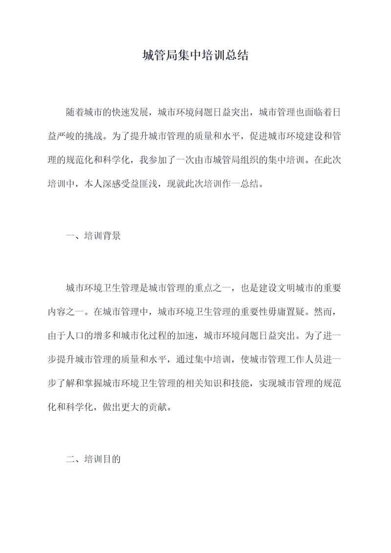 城管局集中培训总结