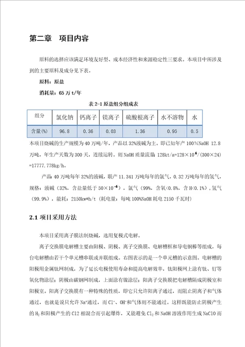 年产40万吨烧碱项目初步设计说明书