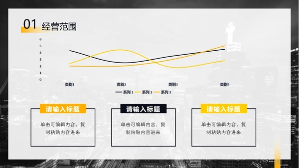 黑黄暗色都市缩影商务PPT模板