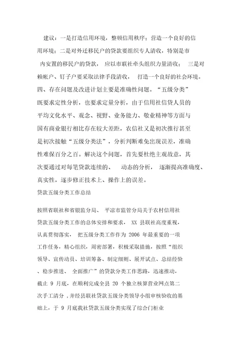 贷款风险五级分类总结报告
