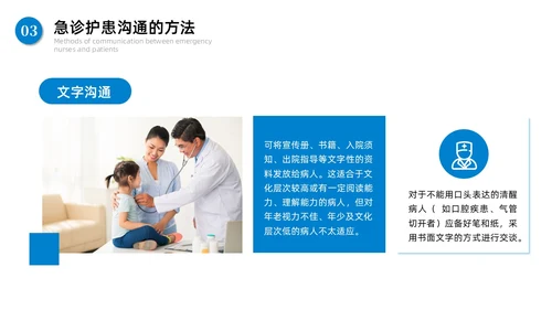 蓝色商务简约急诊护患沟通技巧商务通用PPT模板