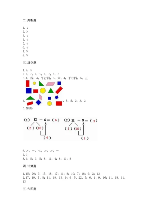 人教版一年级下册数学期中测试卷【完整版】.docx