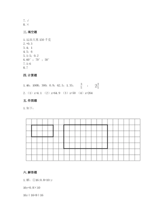 冀教版小学六年级下册数学期末综合素养测试卷含答案（研优卷）.docx