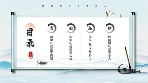 绿色水墨风国学礼仪培训PPT模板