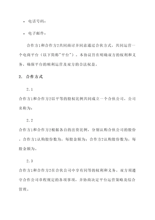电商平台合伙协议书
