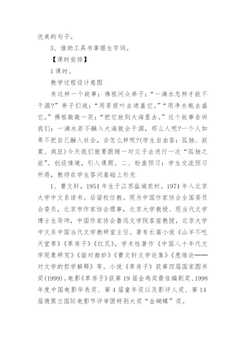 九年级语文《孤独之旅》教案.docx