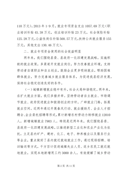 县就业专项资金使用管理情况自查报告 (3).docx