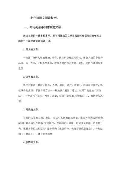 2023年小升初语文阅读技巧.docx