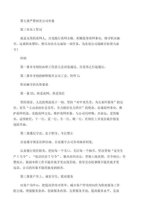 中国南方电网公司员工守则