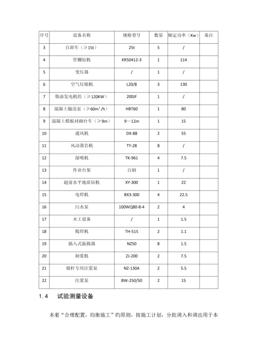 隧道工程资源配置计划.docx