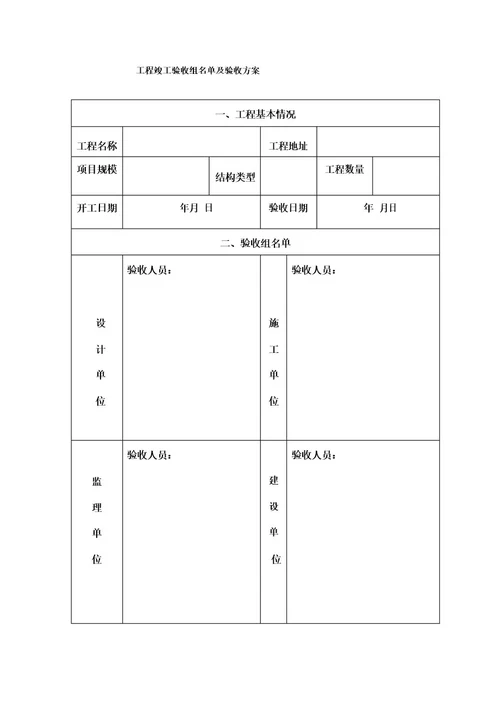 工程竣工验收报告及五方验收表