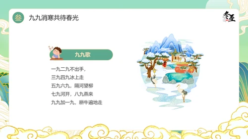 绿色国潮风冬至主题冬至习俗PPT模板