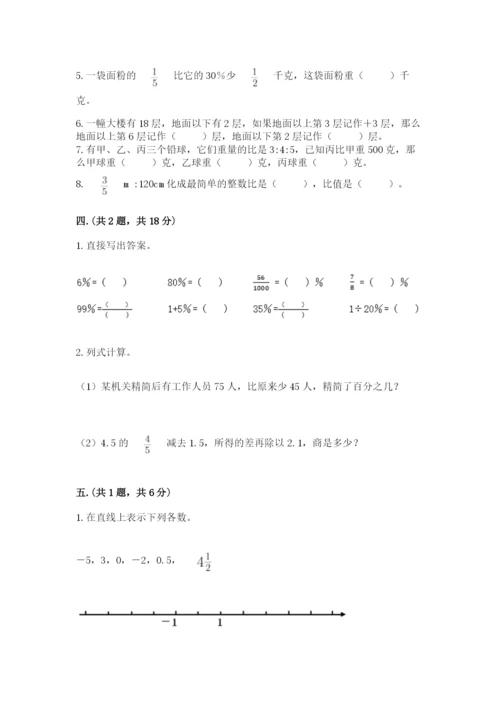 人教版六年级数学小升初试卷附参考答案（名师推荐）.docx