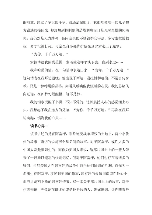 有关追风筝的人的读后感读书心得体会