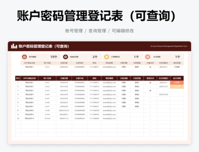 账户密码管理登记表（可查询）