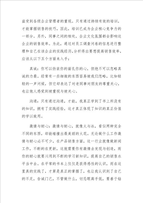 公司销售工作效率社会调查报告