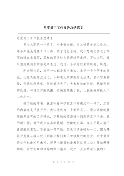 月度员工工作报告总结范文.docx