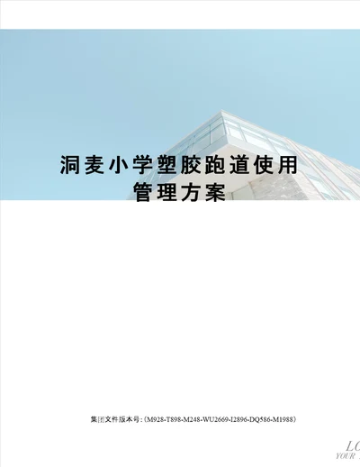 洞麦小学塑胶跑道使用管理方案