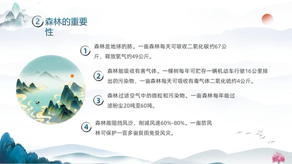 蓝色水墨中国风3月21日世界森林日保护森林爱护家园主题