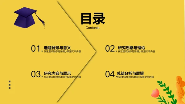黄色简约风毕业论文答辩PPT模板