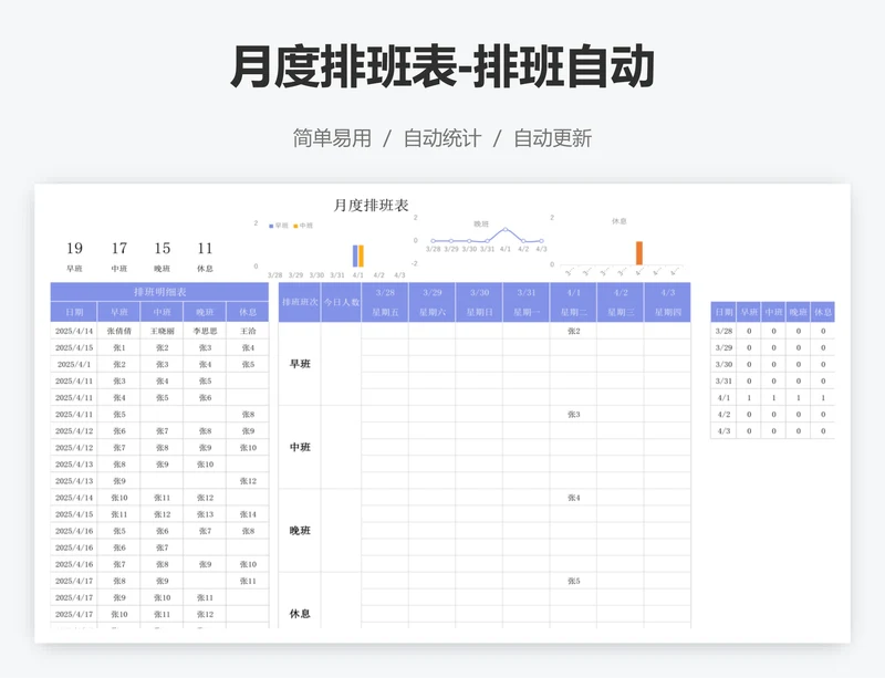 月度排班表-排班自动