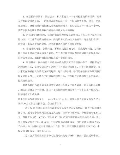 精编之月工作总结与计划范文2.docx