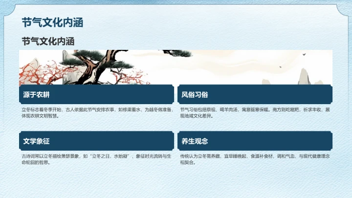 蓝色简约风立冬节气知识讲解