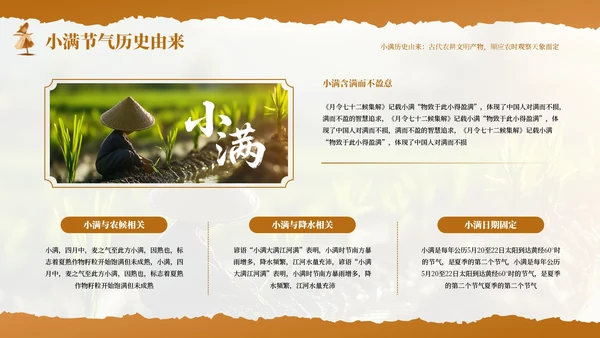 橙色小满节气农谚里的智慧传承PPT模板