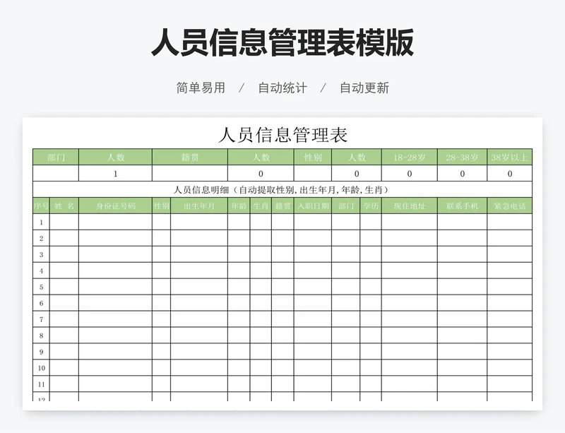 人员信息管理表模版