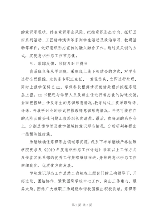 学院意识形态工作总结汇总.docx