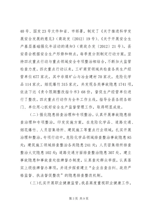 县安全生产监督管理局工作报告材料.docx