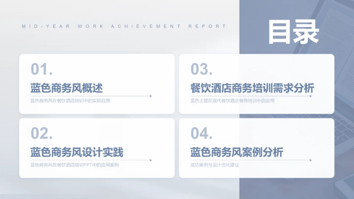 蓝色商务风餐饮酒店PPT模板
