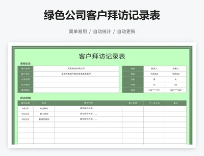 绿色公司客户拜访记录表