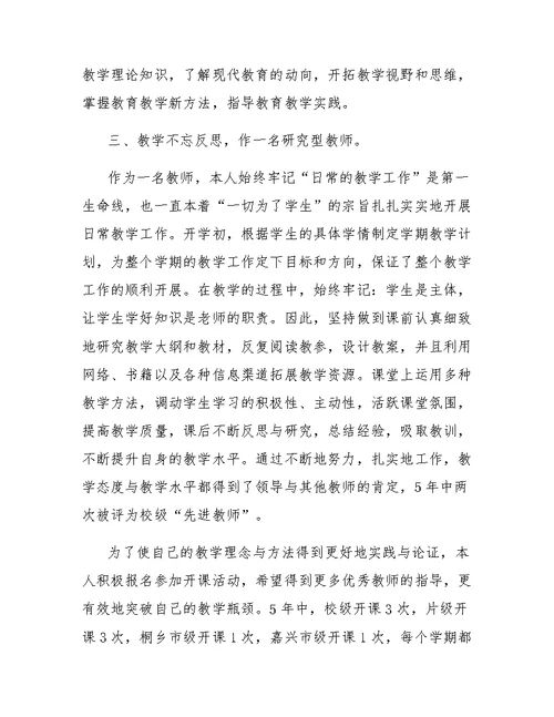 中小学教师专业技术总结