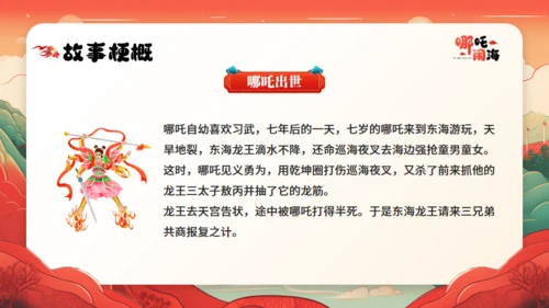 哪吒闹海神话故事通用PPT模板